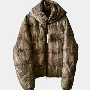 Abercrombie & Fitch Men’s Air Cloud PufferJacket Green Camo Full Zip Hood SZ XL